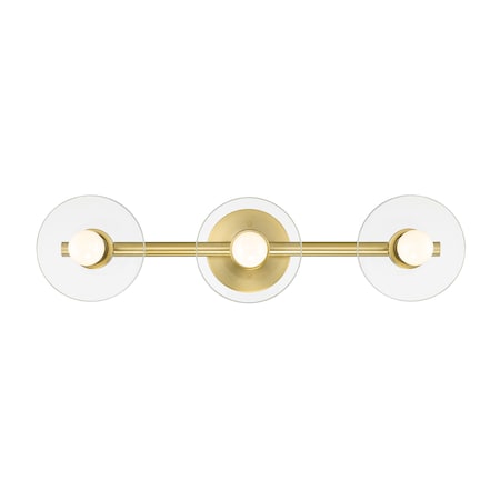 Designers Fountain Litto 24in 3-Light Brushed Gold Modern Indoor Vanity Light with Clear Glass Shades D294C-3B-BG